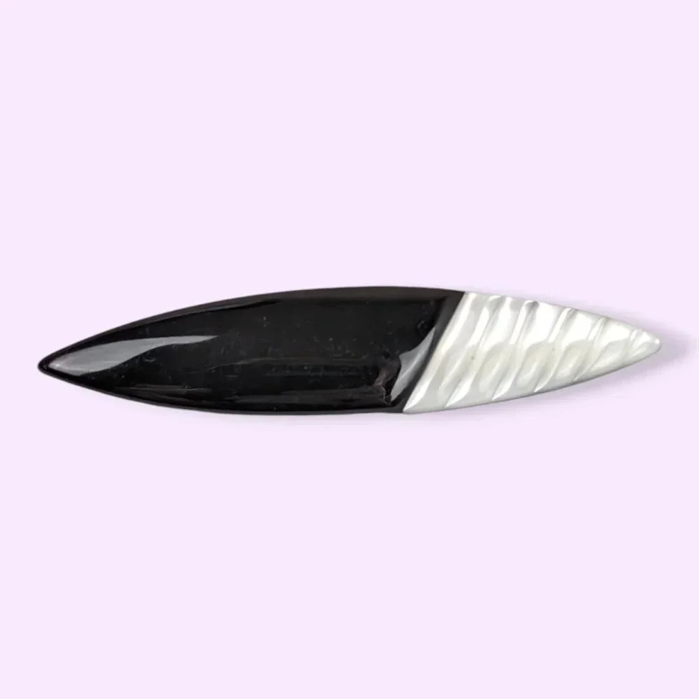 Vintage Lucite Art Deco Black & Pearlescent Brooch